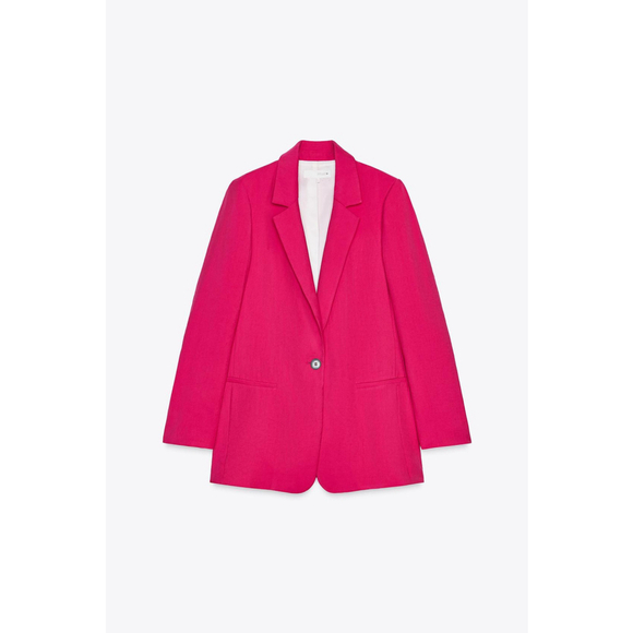 ZARA Wrinkle Look Fuchsia Blazer Size XS & Suit Pants Size S Set - Picture 4 of 10